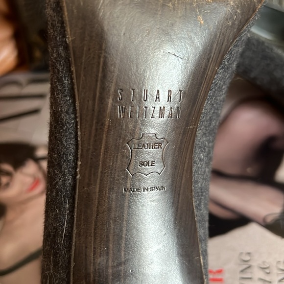 STUART WEITZMAN GREY WOOL LUXURY HEELS - Picture 6 of 8